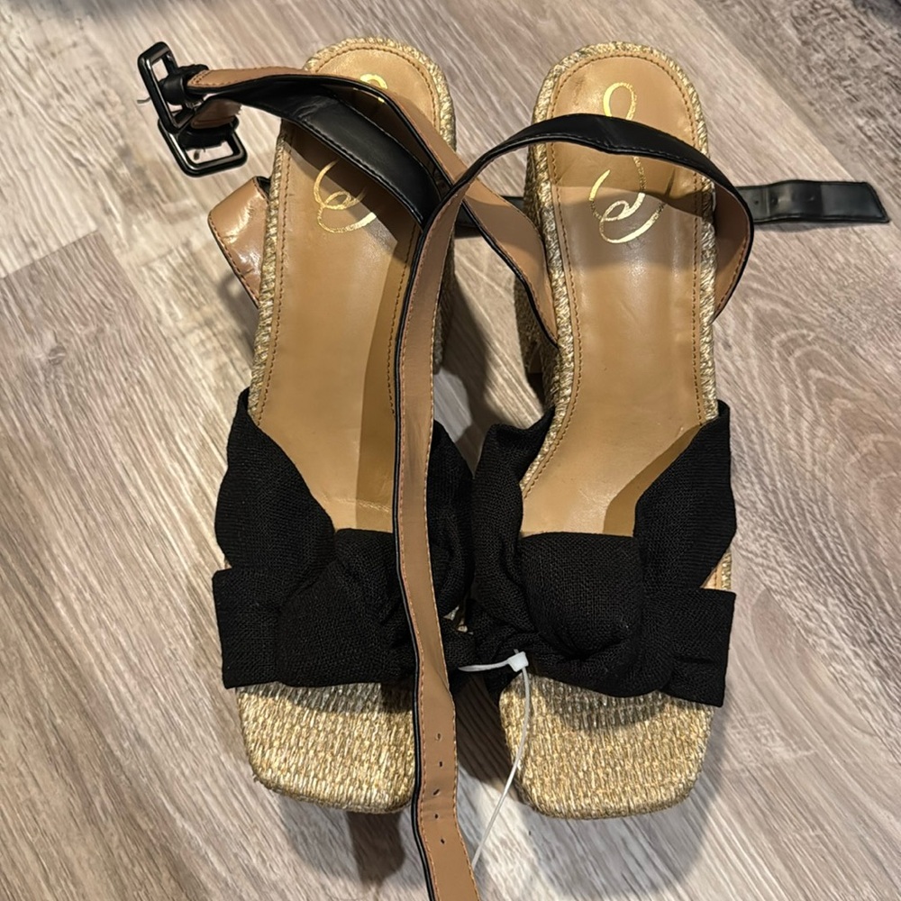 Sam Edelman Black Knotted Espadrille Platform Heels NWOT - Picture 3 of 15